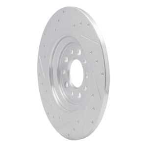 Jeep Cherokee Brake Rotor (1) - Rear Right - R1 Concepts - Drilled & Slotted - Silver - `14-`23